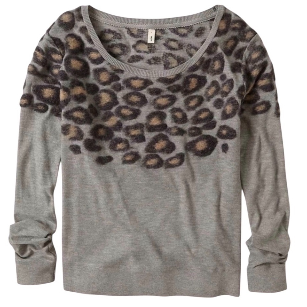 🦋 Moth Gray Leopard Print Sweater